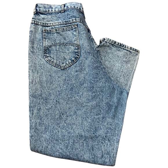 Vintage 70’s CHIC High Waisted Acid Wash Blue Mom Jeans / Sz 36 Made in USA NWOT - Picture 5 of 8